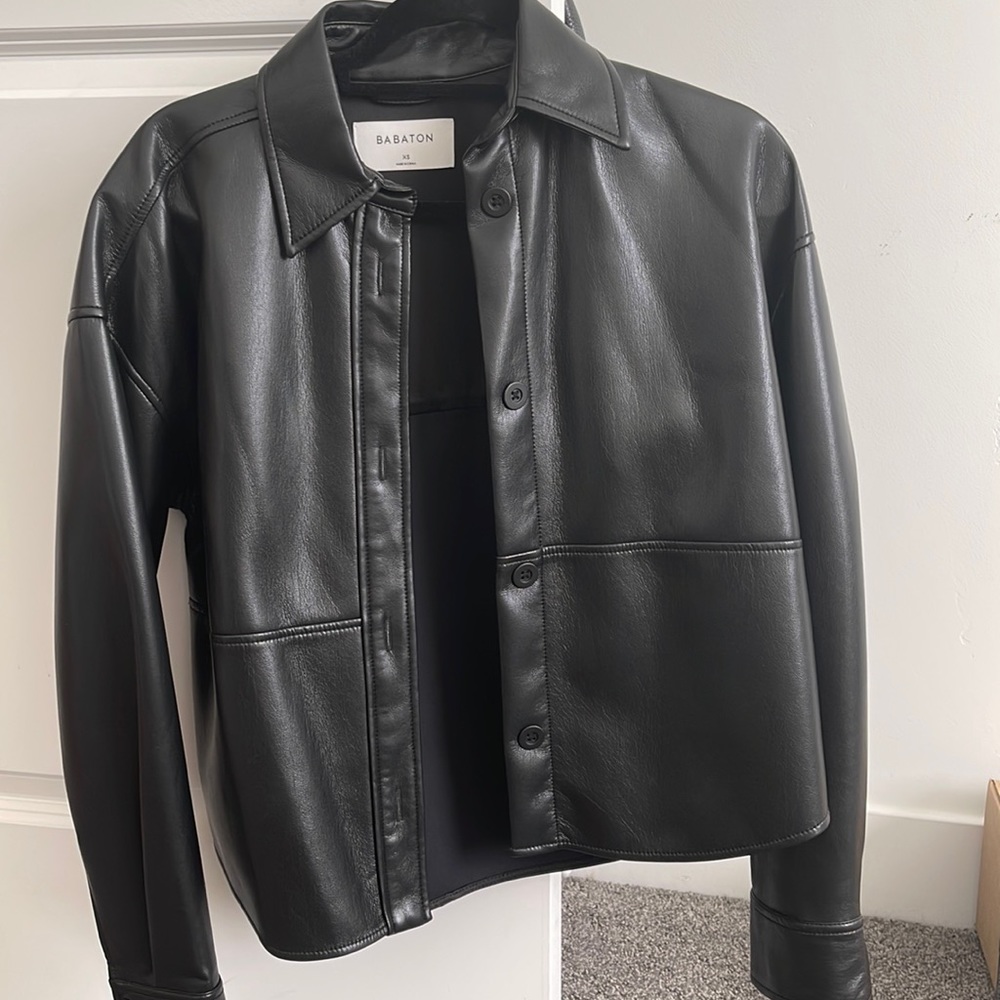 Leather shirt jacket